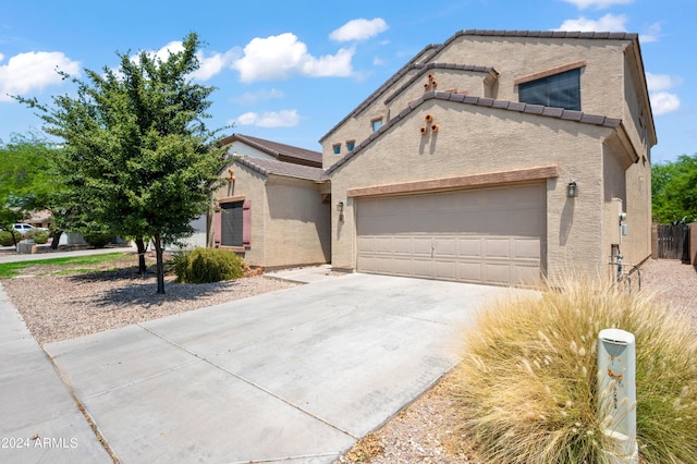 view of front of house with a garage