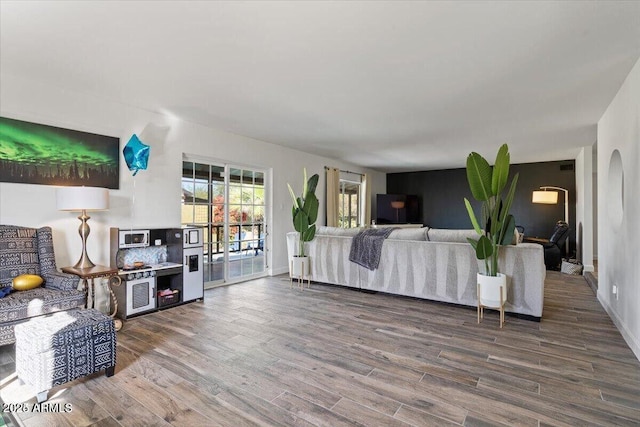 living area featuring wood finished floors