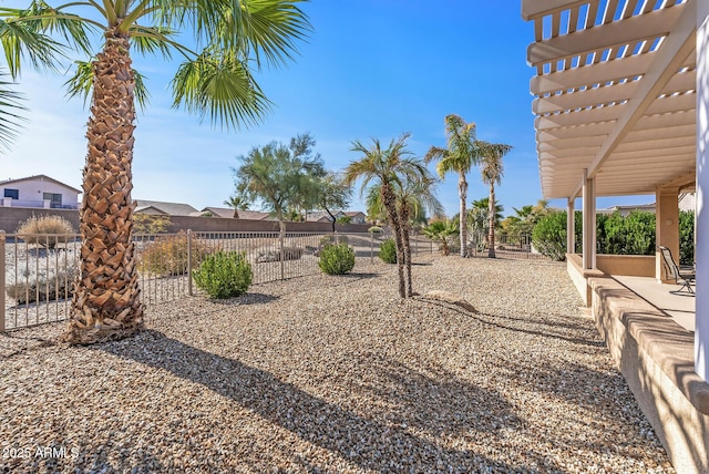 view of yard with a pergola