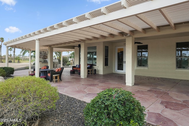 view of patio featuring a pergola