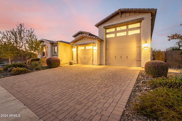 view of front facade featuring a garage