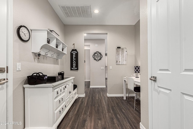 mudroom featuring dark hardwood / wood-style floors