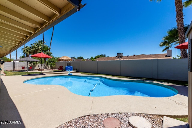 1535 E Kenwood St, Mesa, AZ 85203 - view of swimming pool featuring a patio area, a fenced backyard, and a gazebo