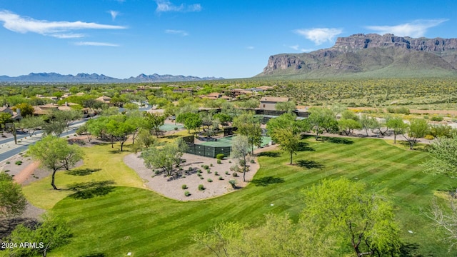 drone / aerial view with a mountain view