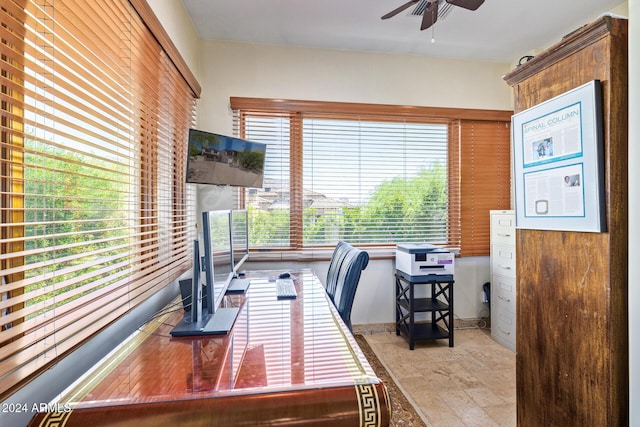 home office with ceiling fan