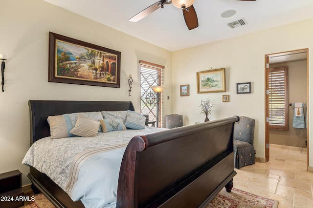 bedroom featuring ceiling fan