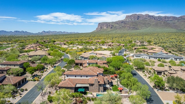 birds eye view of property with a mountain view