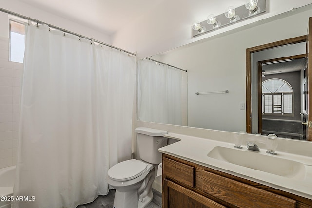 4627 E Mcneil St, Phoenix, AZ 85044 - full bathroom with toilet, healthy amount of natural light, vanity, and shower / tub combo with curtain