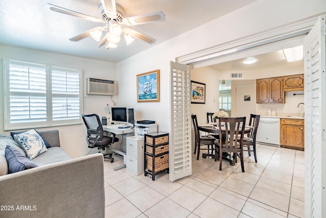 4501 E Carol Ave Unit 77, Mesa, AZ 85206 - office space with a wall mounted AC, ceiling fan, light tile patterned flooring, and a sink