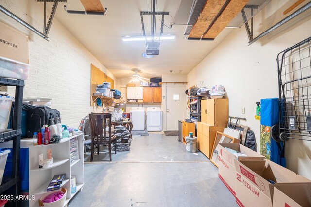 4501 E Carol Ave Unit 77, Mesa, AZ 85206 - garage featuring washer and clothes dryer and a garage door opener