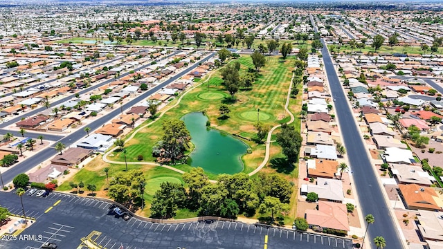 4501 E Carol Ave Unit 77, Mesa, AZ 85206 - aerial overview of property's location with nearby suburban area, a local golf course, and a large body of water