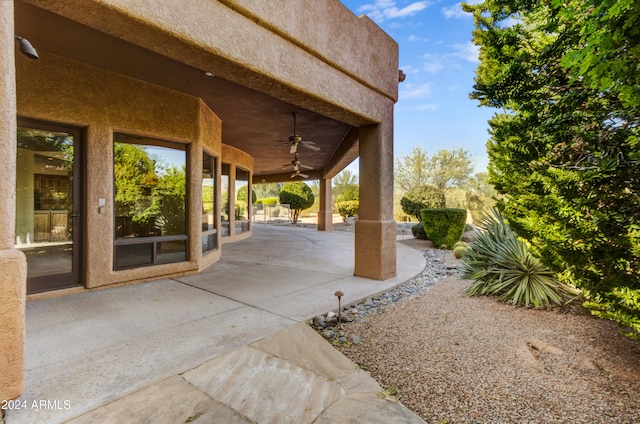 view of patio / terrace with ceiling fan