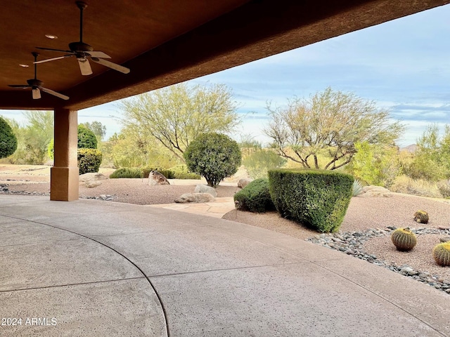 view of patio / terrace featuring ceiling fan