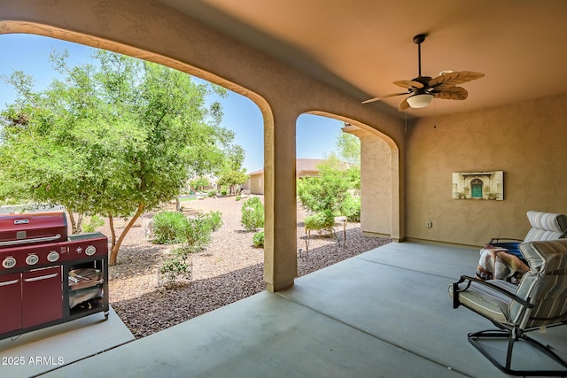 16426 W Piccadilly Rd, Goodyear, AZ 85395 - view of patio / terrace featuring a ceiling fan and grilling area