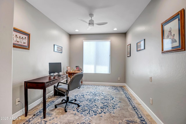 16426 W Piccadilly Rd, Goodyear, AZ 85395 - home office featuring a ceiling fan and recessed lighting