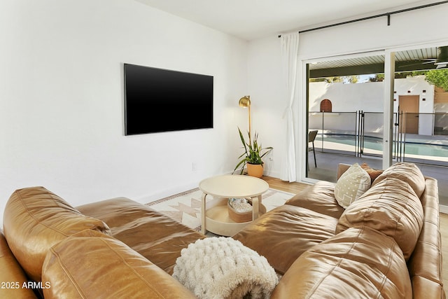 living area with baseboards