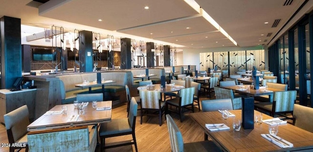 dining space featuring light hardwood / wood-style floors