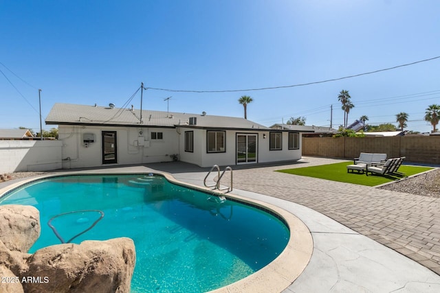 2240 W Cheery Lynn Rd, Phoenix, AZ 85015 - view of swimming pool with a fenced backyard, a fenced in pool, and a patio