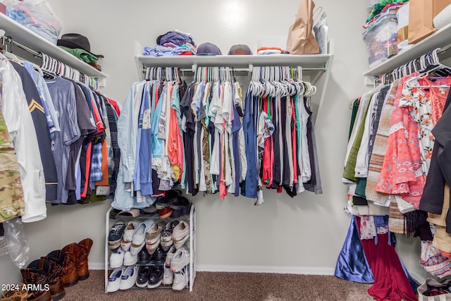 walk in closet featuring carpet