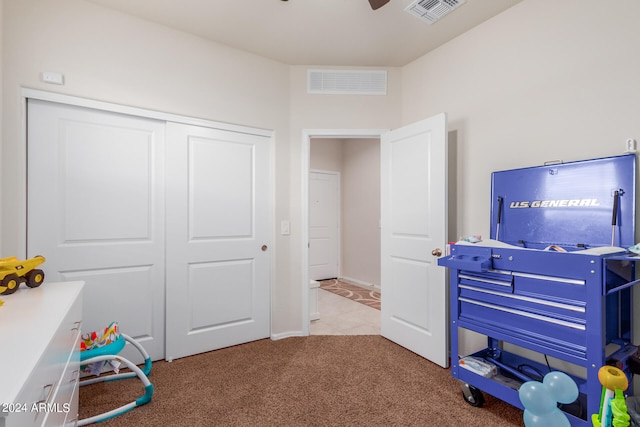 game room with carpet floors