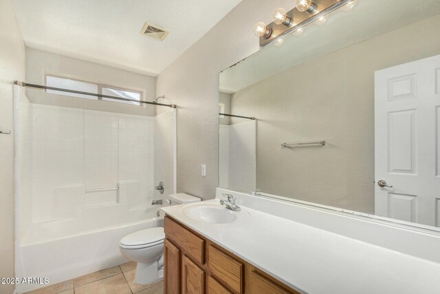 2191 W Goldmine Mountain Dr, Queen Creek, AZ 85144 - full bath featuring toilet, vanity, tile patterned flooring, and bathtub / shower combination