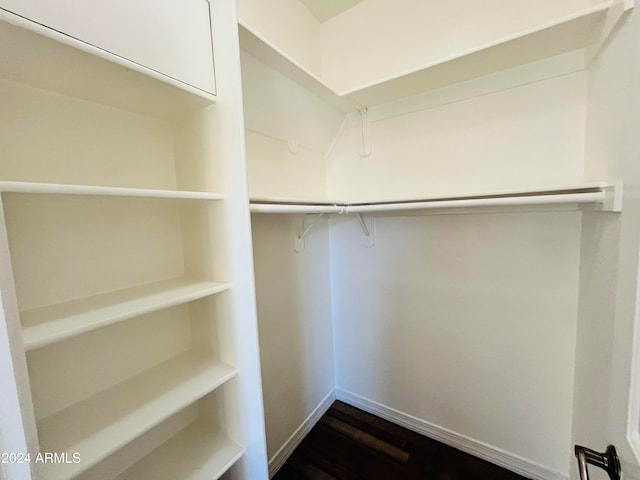 walk in closet featuring dark hardwood / wood-style flooring