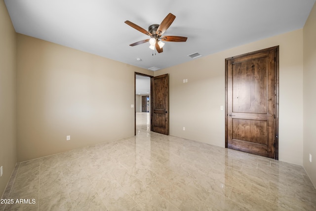 unfurnished bedroom with ceiling fan