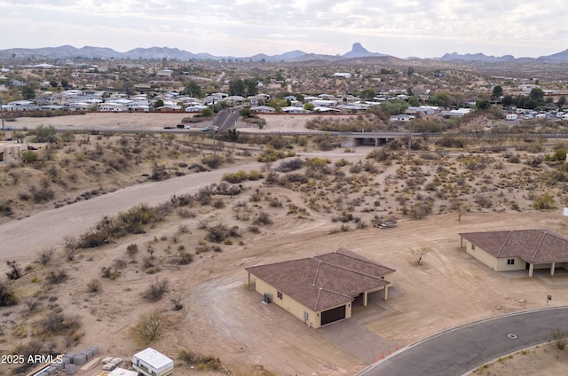 bird's eye view with a mountain view