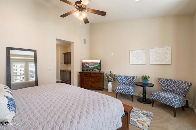 2470 E Roma Ave, Phoenix, AZ 85016 - bedroom with carpet floors and high vaulted ceiling