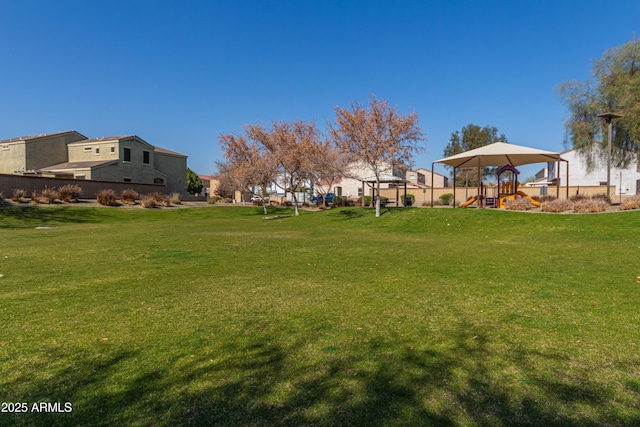 view of yard with a playground