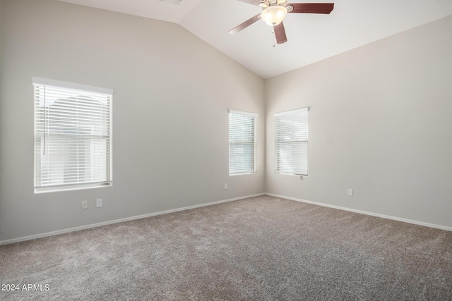 3847 W Yellow Peak Dr, San Tan Valley, AZ 85144 - carpeted spare room with baseboards, a ceiling fan, and vaulted ceiling