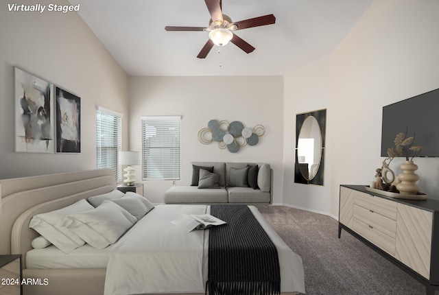 3847 W Yellow Peak Dr, San Tan Valley, AZ 85144 - bedroom featuring baseboards, carpet floors, and ceiling fan