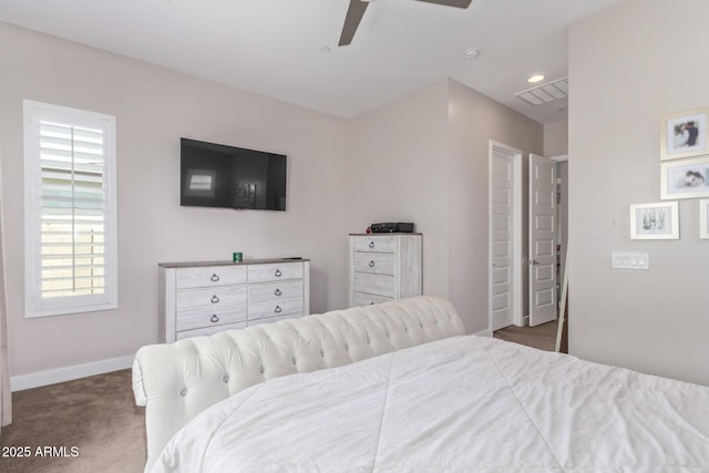 12083 W Peak View Rd, Peoria, AZ 85383 - carpeted bedroom featuring baseboards, recessed lighting, and a ceiling fan