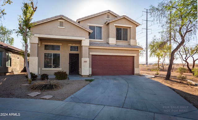 view of property with a garage