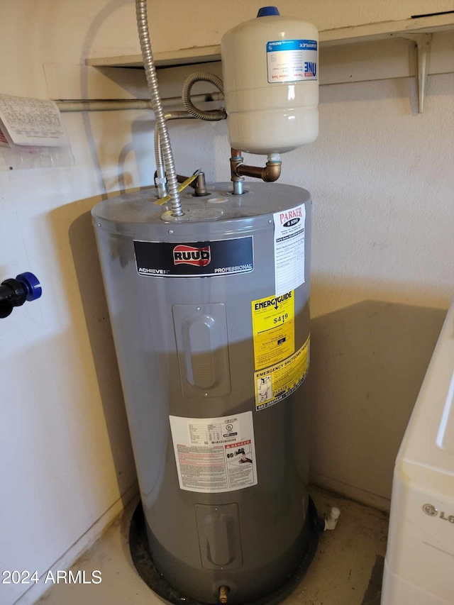 utility room featuring electric water heater