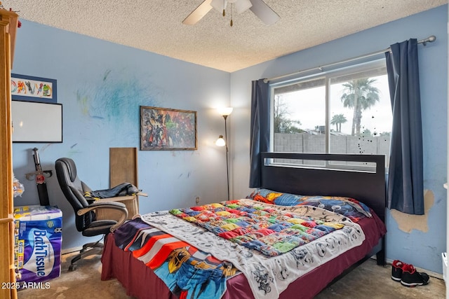 3410 W Pershing Ave, Phoenix, AZ 85029 - bedroom with a textured ceiling, a ceiling fan, and carpet floors