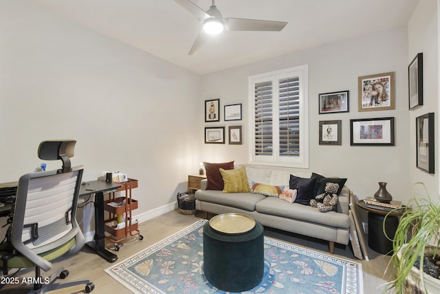 office area featuring ceiling fan