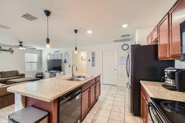 2955 E Flossmoor Ave, Mesa, AZ 85204 - kitchen featuring dishwasher, open floor plan, light countertops, decorative light fixtures, and light tile patterned flooring