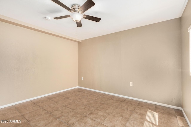 649 S Temple St, Mesa, AZ 85204 - empty room with a ceiling fan, a smoke detector, baseboards, and light tile patterned flooring