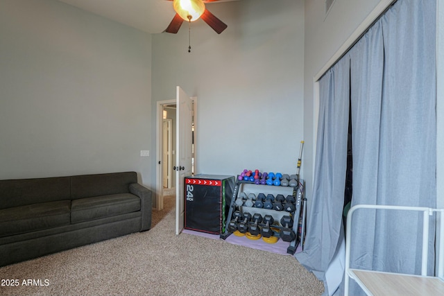 2218 E Anchor Dr, Gilbert, AZ 85234 - living area featuring carpet floors, visible vents, and a ceiling fan