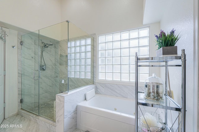 2218 E Anchor Dr, Gilbert, AZ 85234 - full bathroom with marble finish floor, a garden tub, and a stall shower