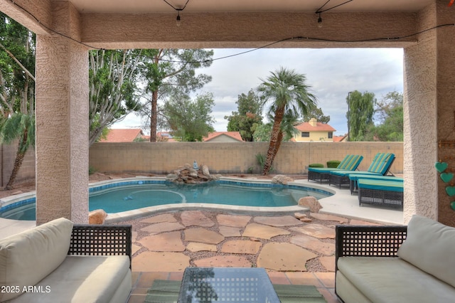 2218 E Anchor Dr, Gilbert, AZ 85234 - view of swimming pool with a fenced backyard, a patio, and an outdoor living space
