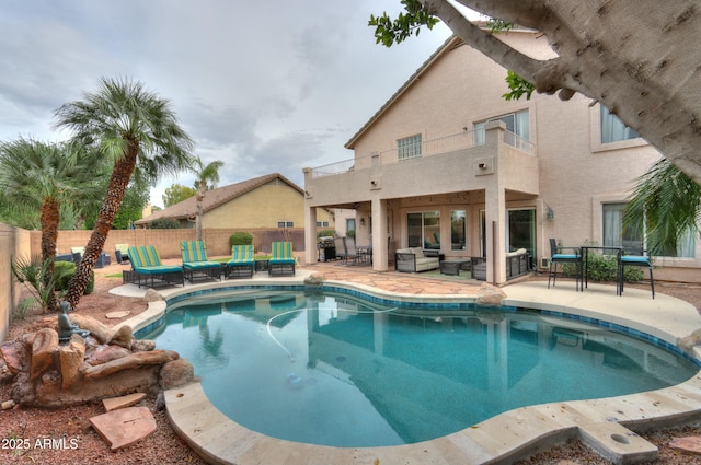 2218 E Anchor Dr, Gilbert, AZ 85234 - view of swimming pool featuring an outdoor living space, a fenced in pool, fence, and a patio