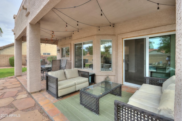 2218 E Anchor Dr, Gilbert, AZ 85234 - view of patio / terrace featuring outdoor dining space, fence, and an outdoor living space