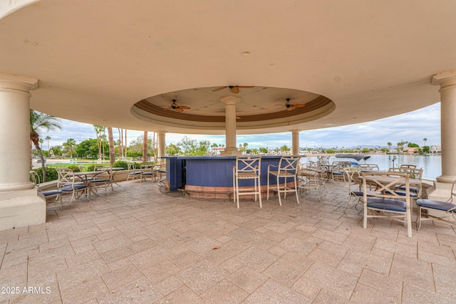 2218 E Anchor Dr, Gilbert, AZ 85234 - view of patio / terrace featuring outdoor dry bar and a water view