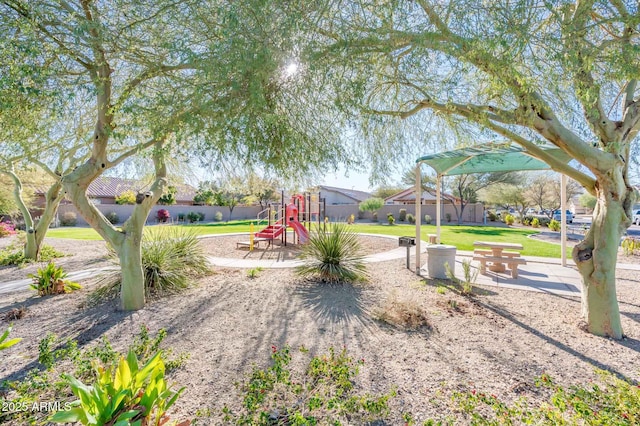 view of yard featuring a playground