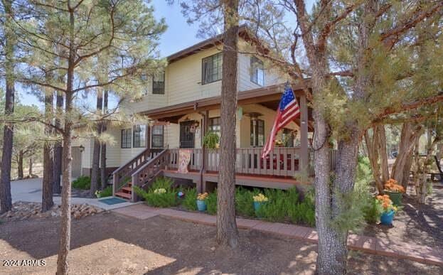 view of front of home with a deck