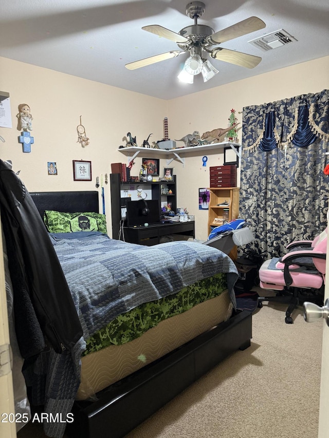 1448 E Mobile Ln, Phoenix, AZ 85040 - bedroom with carpet and a ceiling fan
