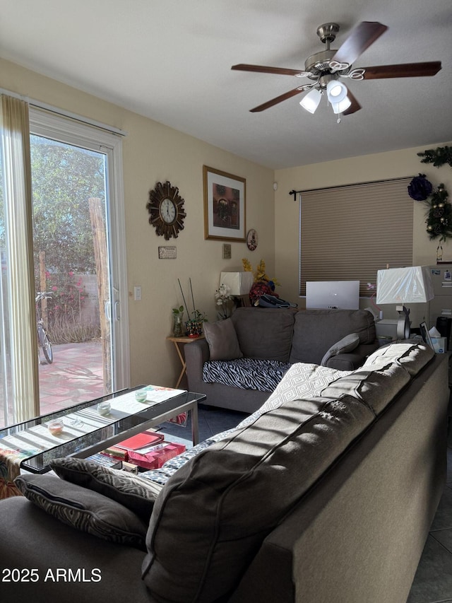 1448 E Mobile Ln, Phoenix, AZ 85040 - living area featuring ceiling fan and tile patterned flooring