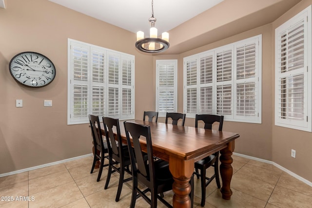1268 N Pine St, Gilbert, AZ 85233 - dining space with a chandelier and light tile patterned flooring